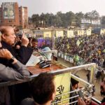 PML-N Quaid, Muhammad Nawaz Sharif is addressing a public gathering during election campaign