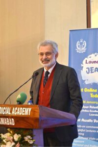 Hon'ble Chief Justice of Pakistan, Mr. Justice Qazi Faez Isa addressing the Conference on the Launch of Vision and E- Campus at the Federal Judicial Academy