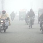 A view of thick fog that engulfs the whole city during early morning