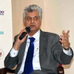 Caretaker Federal Minister for Information and Broadcasting, Murtaza Solangi addressing a Seminar (Muzakara) organized by Think Fest at Al Hamra Hall