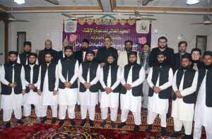 Caretaker Federal Minister for Religious Affairs & Interfaith Harmony Aneeq Ahmad is addressing during the annual certificate distribution ceremony of Jamia Salfia Hajjiabad.