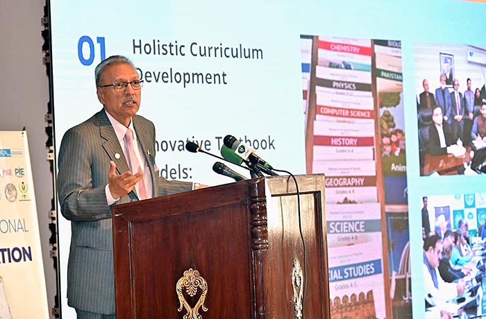 President Dr Arif Alvi addressing a ceremony to commemorate the International Day of Education.