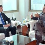 Ambassador of Kazakhstan to Pakistan Yerzhan Kistafin calls on Caretaker Federal Minister for National Heritage and Culture Jamal Shah at National Heritage & Culture Division.