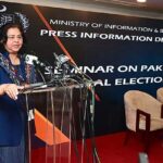 Secretary Ministry of Information & Broadcasting, Ms. Shahera Shahid addressing during a seminar on "Changing Landscape of Pakistani Electorate & Role of Political Parties in Fair Representation" organized by Press Information Department