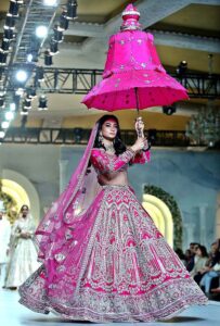 Models walking on ramp during Bridal Show in a local wedding hall on late Thursday night.