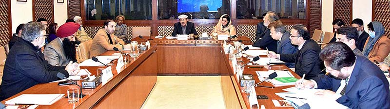 Senator Kamil Ali Agha, Chairman Senate Functional Committee on Government Assurances presiding over a meeting of the committee at Parliament House