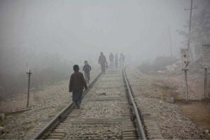 A view of thick fog that engulfs the whole city.
