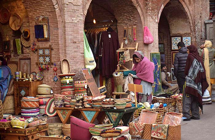 Woman busy in selecting and purchasing Household items at Delhi Gate.