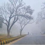 A view of thick fog that engulfs the whole city during early morning