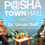 Caretaker Federal Minister for Information Technology & Telecommunication, Dr. Umar Saif Addressing Pakistan Software Houses Association (P@SHA)'s at Town Hall