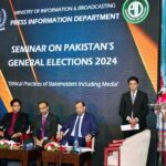 Principal Information Officer Dr. Tariq Mehmood Khan addresses participants of seminar titled 'Electoral Code of Conduct: Ethical Practices of Stakeholders including Media organized by the Press Information Department