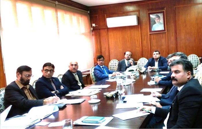 Brig. (Retd.) Muzaffar Ali Ranjha, Chairman, PMIC is chairing the meeting at PMIC, PM Office, Islamabad on PSDP project titled "Construction of Rathoua Haryam Bridge Across Reservoir Channel on Mirpur, Islamgarh Road" on 18-1-2024 and getting briefing from the officers of Ministry of Finance and all other concerned stakeholders (Ministry of Kashmir Affairs and Gilgit Baltistan, Chief Engineer PWD Highways (South) and Project Director of Government of AJ&K, NESPAK and FWO) of the project.