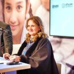 First Lady Begum Samina Alvi speaking at an event themed "Unlock the everyday: advancing the SDGs through the power of Assistive Technology" on the sidelines of the World Economic Forum 2024.