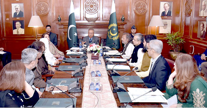 President Dr Arif Alvi chairing a meeting on Inclusive Education for Persons with Disabilities.