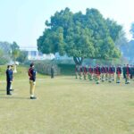 Caretaker Prime Minister Anwaar-ul-Haq Kakar being presented guard of honour by a contingent of KP Police