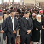 Caretaker Interior Minister Dr. Gohar Ejaz offering Friday prayer at Faisal Mosque