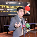 State Minister for Tourism & SAPM on Youth Affairs, Syed Wasi Shah addresses to Opening Ceremony of Prime Minister's Table Tennis Women Provincial League Punjab.