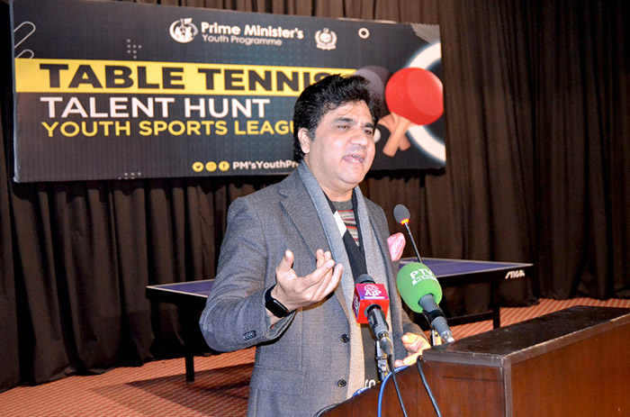State Minister for Tourism & SAPM on Youth Affairs, Syed Wasi Shah addresses to Opening Ceremony of Prime Minister's Table Tennis Women Provincial League Punjab.