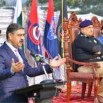 Caretaker Prime Minister Anwaar-ul-Haq Kakar addresses the KP Police Darbar Ceremony