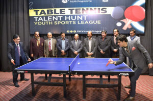 State Minister for Tourism & SAPM on Youth Affairs, Syed Wasi Shah addresses to Opening Ceremony of Prime Minister's Table Tennis Women Provincial League Punjab.
