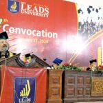 Caretaker Federal Minister for Education and Vocational Training Madad Ali Sindhi addresses at 7th convocation of Leeds University