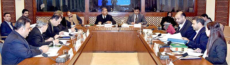 Senator Syed Ali Zafar, Chairman Senate Standing Committee on Law and Justice presiding over a meeting of the committee at Parliament House