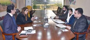 Mir Shai Mazar Baloch, Director General (COORD/PDU), Senate in a meeting with team members of the mustehkam Parlimaan/IP5 Project at Parliament House