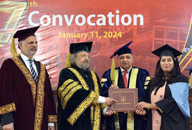 Caretaker Federal Minister for Education and Vocational Training Madad Ali Sindhi addresses at 7th convocation of Leeds University