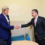 Caretaker Prime Minister Anwaar-ul-Haq Kakar meets U.S. Presidential special envoy on Climate John Kerry on the sidelines of the World Economic Forum.