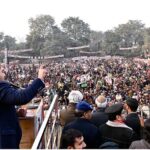Chairman Pakistan People’s Party Bilawal Bhutto Zardari addressing to public gathering during Election Campaign at Hockey Ground