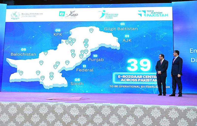 Caretaker Prime Minister Anwaar-ul-Haq Kakar launches E-Rozgar Centers across Pakistan in Tech Destination Pakistan Ceremony