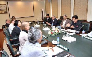 Federal Secretary for Interior Aftab Akbar Durrani in a meeting with UNHCR Representative Philippa Candler