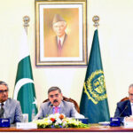 Caretaker Prime Minister Anwaar-ul-Haq Kakar addresses the Envoys' Conference.