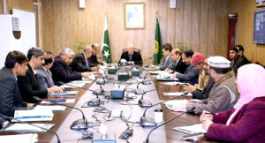  The Caretaker Minister for Planning Development & Special Initiatives, Muhammad Sami Saeed chairing a National Price Monitoring Committee (NPMC) meeting.