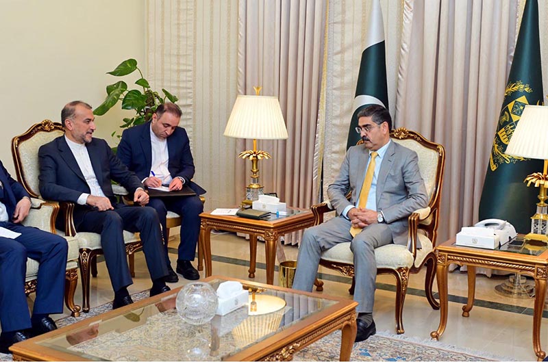 Foreign Minister of Islamic Republic of Iran Mr. Hossein Amir-Abdollahian calls on Caretaker Prime Minister Anwaar-ul-Haq Kakar