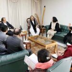 Caretaker Minister for Federal Education and Professional Training, Mr. Madad Ali Sindhi met with Federal Minister for National Heritage and Culture Jamal Shah and Secretary Information Ms Shahera Shahid to discuss the arrangements of celebration of 100 years of Shaikh Ayaz.