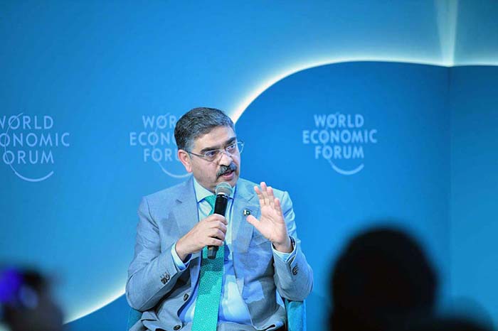 Caretaker Prime Minister Anwaar-ul-Haq Kakar expressing his views at the Trade Tech's Trillion-Dollar Promise session of the World Economic Forum. Caretaker Prime Minister Anwaar-ul-Haq Kakar expressing his views at the Trade Tech's Trillion-Dollar Promise session of the World Economic Forum.