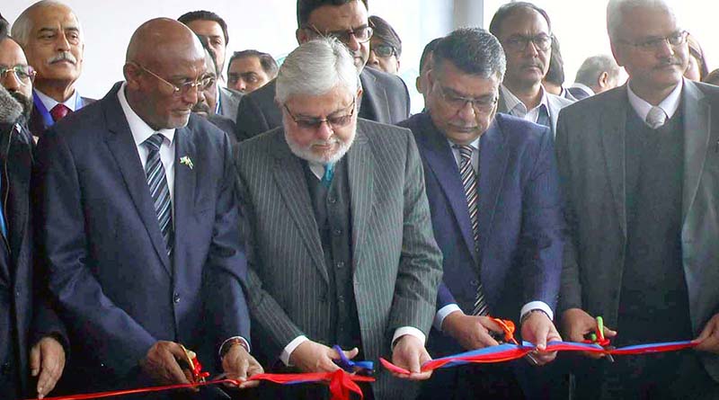 CEO Trade Development Authority of Pakistan Muhammad Zubair Motiwala inaugurates the 3rd Engineering and Health Care Show at Expo Center.