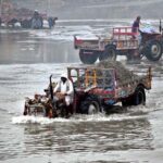 Tractor trolley loaded with river sand one of the fine sand used in concrete and masonry work, passing through Rice Canal.