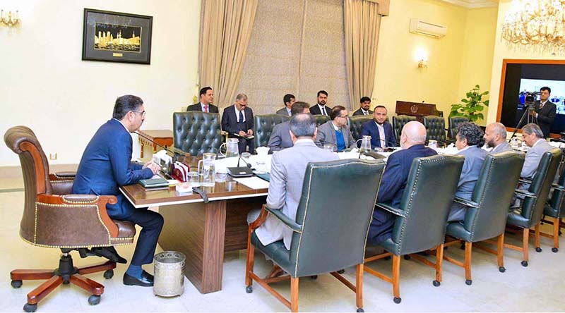 Caretaker Prime Minister Anwaar-ul-Haq Kakar meeting with a delegation of K-Electric