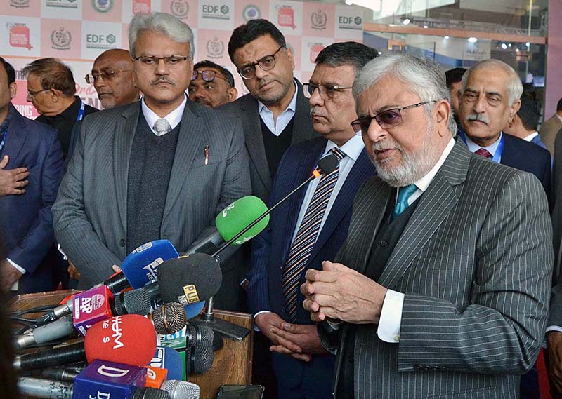 CEO Trade Development Authority of Pakistan Muhammad Zubair Motiwala inaugurates the 3rd Engineering and Health Care Show at Expo Center.