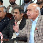 National Party’s Chief Dr. Abdul Malik Baloch addressing press conference regarding upcoming election in Quetta Press Club