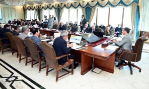 Caretaker Prime Minister Anwaar-ul-Haq Kakar chairs a meeting of the National Economic Council