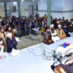 Special Representative to the Prime Minister for Religious Harmony & Islamic Countries and Chairman Pakistan Ullema Council Hafiz Tahir Mahmood Ashrafi addressing the religious scholars and students at Rawalpindi Jamia Masjid