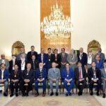 President Dr Arif Alvi in a group photo with the recipients of the Pakistan Engineering Council Engineers Excellence Awards 2022, at Aiwan-e-Sadr