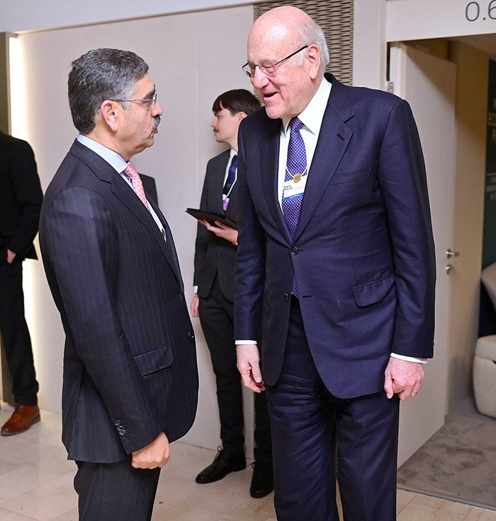 Caretaker Prime Minister Anwaar-ul-Haq Kakar meets the Prime Minister of Lebanon Najib Mikati on the sidelines of the World Economic Forum.