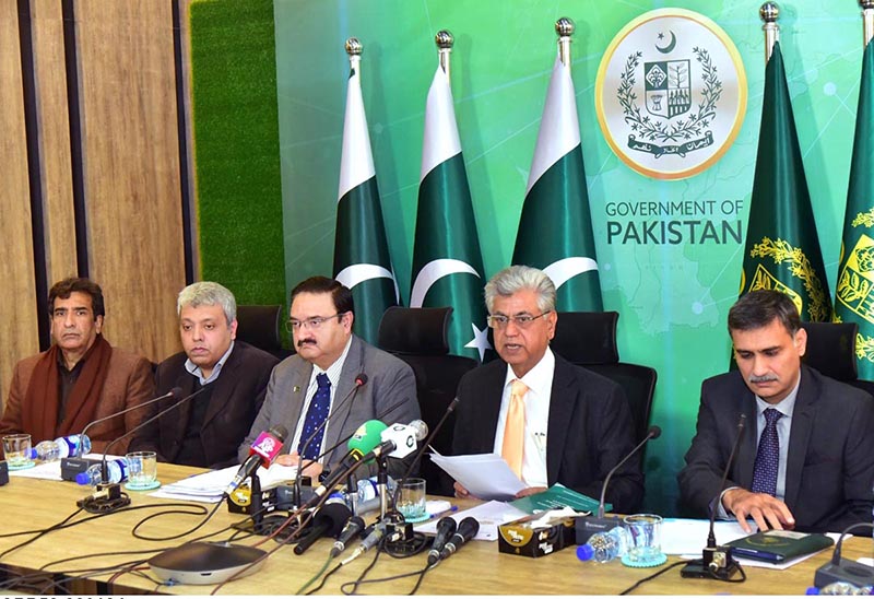 Mr.Murtaza Solangi, Caretaker Federal Minister for Information and Broadcasting addressing a press conference along with PTA&FIA Authorities