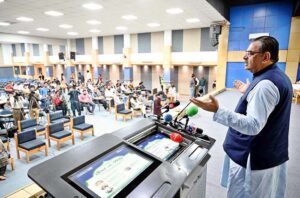 Caretaker Federal Minister of Religious Affairs & Interfaith Harmony, Aneeq Ahmed addressing during Conference on Sirat-un-Nabi (SAW) and Contemporary Challenges and their solution at Iqra University