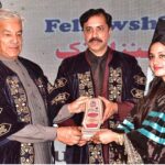 PML-N leader Khawaja Muhammad Asif distributing certificates and shields among students eve on the 10th Convocation Ceremony of Shadab Girls College