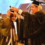 Caretaker minister for Tourism and Environment Arshad Wali Muhammad confers Gold Medal to a graduate during the 12th Convocation of Sindh Agriculture University Tandojam